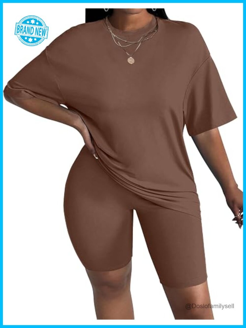 Moisture Wicking 2 Piece Lounge Set with T-Shirt and Biker Shorts